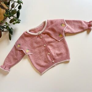 Pink Berry Big Collar Knit Sweater Cardigan